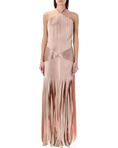 Alberta Ferretti Satin Long Dress - Pink
