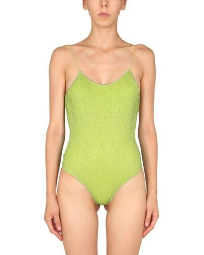Oséree Maillot Lurex One-piece Swimsuit - Green