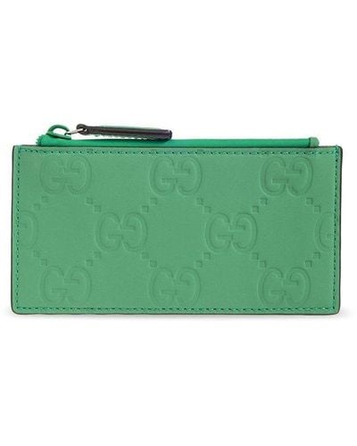 Gucci Monogrammed Card Case, - Green