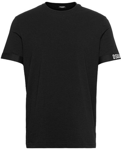 DSquared² Logo-trim Round-neck T-shirt - Black
