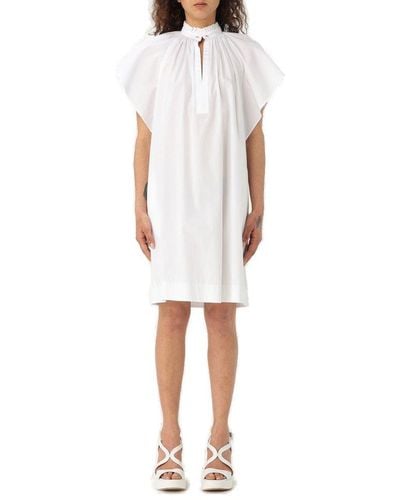 Max Mara Studio Ruffled Short-sleeved Dress - White