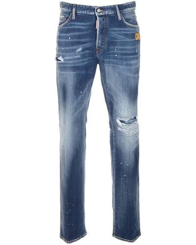 DSquared² Distressed Bleached-wash Design Jeans - Blue