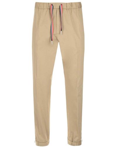 Moncler Trousers With Logo - Natural