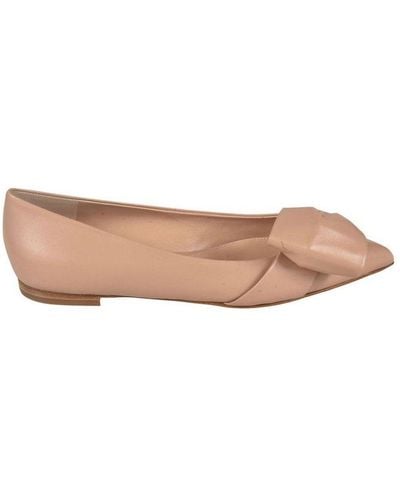 Gianvito Rossi Bow Detailed Pointed-toe Ballerinas - Pink