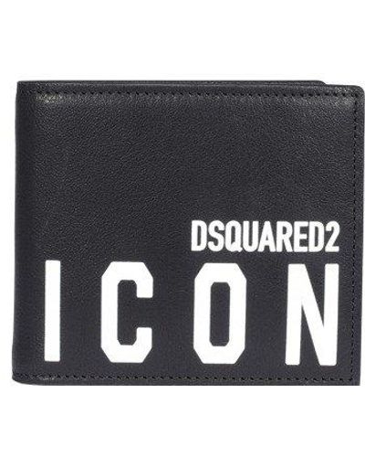 DSquared² Icon Logo Printed Bi-fold Wallet - Black