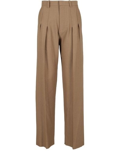 Victoria Beckham Front Pleat Trousers - Natural