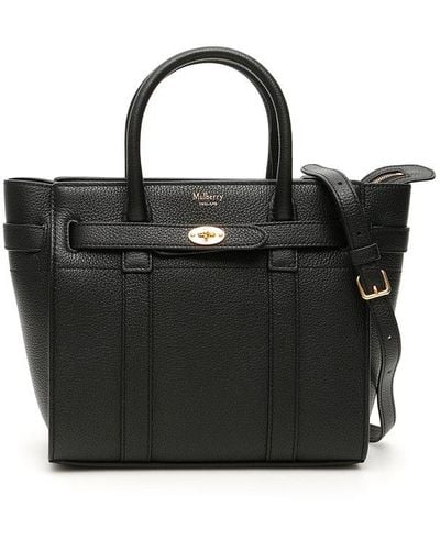 Mulberry Grain Leather Zipped Bayswater Mini Bag - Black