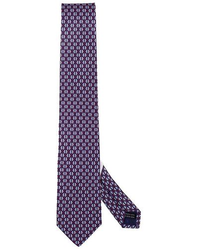 Ferragamo Salvatore Reddy Print Silk Tie - Purple