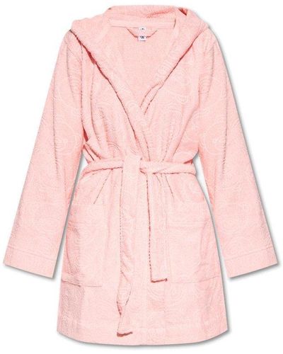 Moschino Belted Hooded Bathrobe - Pink