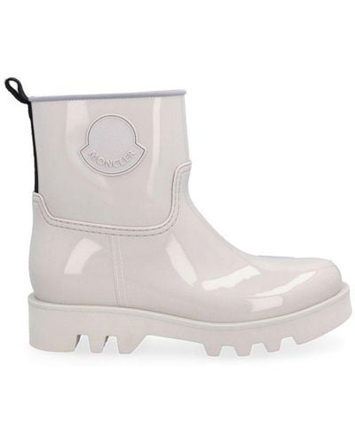 Moncler Logo Embroidered Slip-on Ankle Boots - White