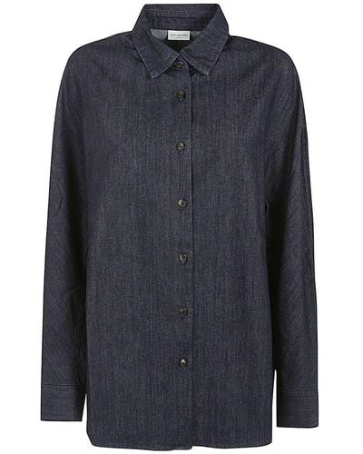 Dries Van Noten Collared Long-sleeve Shirt - Blue