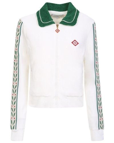 Casablancabrand Laurel Monogram-embroidered Zipped Track Jacket - White