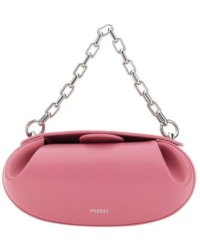 Yuzefi Dinner Roll Chain Link Shoulder Bag - Pink