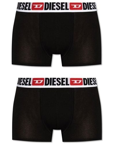 DIESEL Umbx-damien Logo Waistband Two Pack Boxers - Black