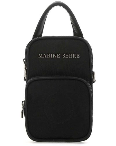 Marine Serre Lettering Logo Chain Crossbody Bag - Black