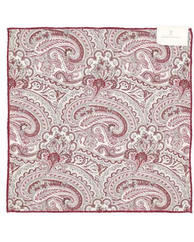 Brunello Cucinelli Motif-Printed Finished Edge Pocket Square - Pink