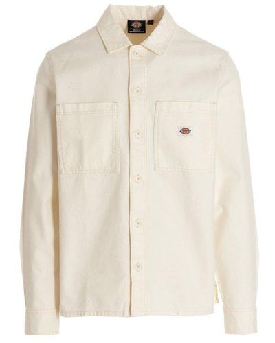 Dickies Logo Patch Buttoned Overshirt - White