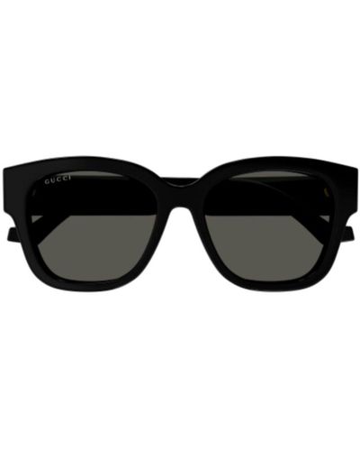 Gucci Low Nose Bridge Round Frame Sunglasses - Black