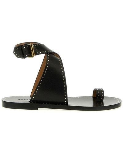 Isabel Marant Cross-strap Studded Open-toe Sandals - Black