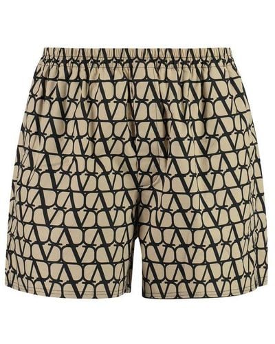 Valentino All-over Logo Patterned Shorts - White