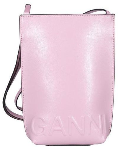 Ganni Logo Embossed Mini Crossbody Bag - Pink