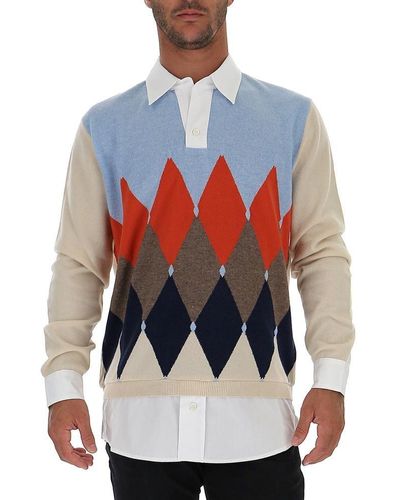 Ballantyne Layered Diamond Patterned Sweater - Multicolor