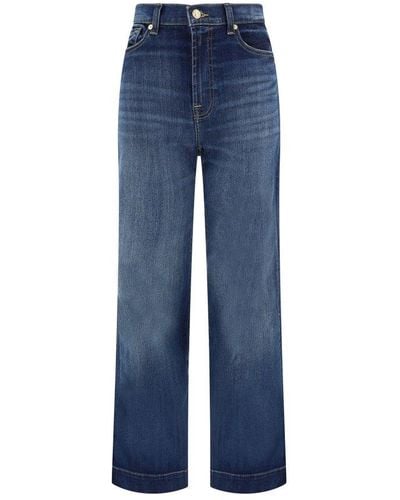 7 For All Mankind Logo Patch Straight-leg Jeans - Blue