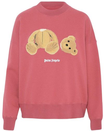 Palm Angels Burgundy Bear Cotton Sweatshirt - Pink
