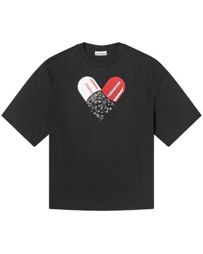 Rabanne Graphic-print Crewneck Jersey T-shirt - Black