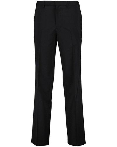 Prada Mid-rise Triangle-logo Tailored Trousers - Black