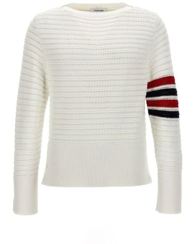 Thom Browne 'Faux Crochet Stitch' Sweater - White