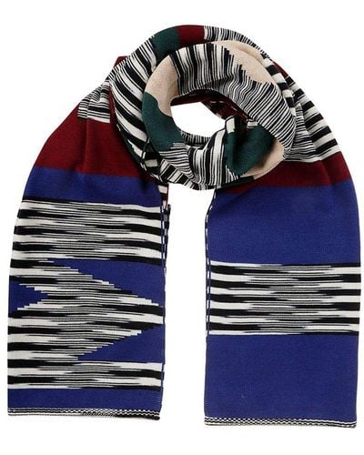 Missoni Zig-zag Patterned Knitted Scarf - Blue