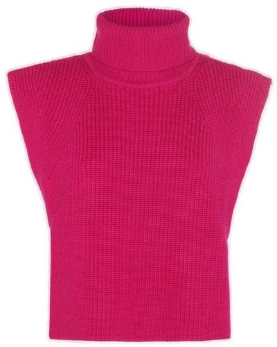 Isabel Marant High Neck Knitted Vest - Pink