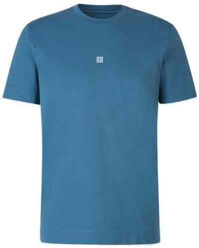 Givenchy 4g Embroidered Crewneck T-shirt - Blue