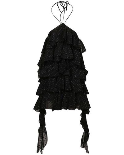 Blumarine Embellished Ruffle Detailed Dress - Black
