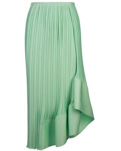 Lanvin Pleated Asymmetric-hem Maxi Skirt - Green
