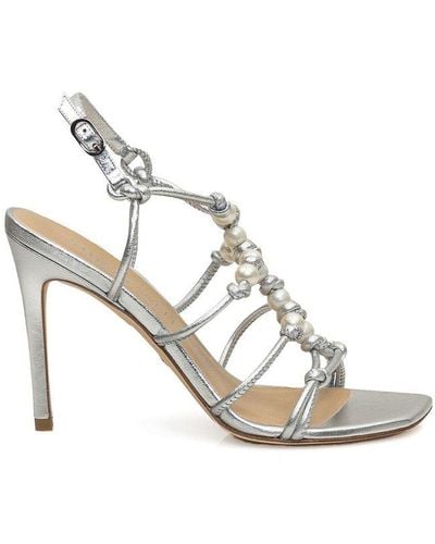 Stuart Weitzman Square-toe Knot Detail Sandals - Metallic