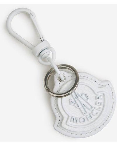 Moncler Logo Embossed Leather Keychain - White