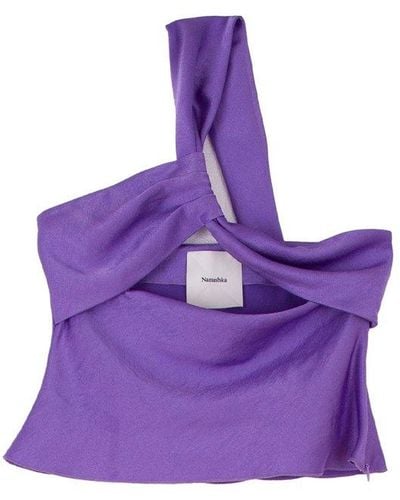 Nanushka Alvin Cut-out Draped Sleeveless Top - Purple