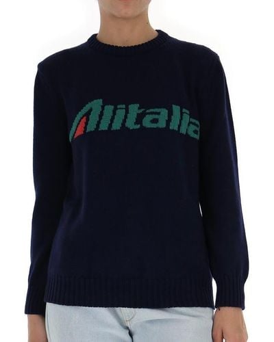 Alberta Ferretti Alitalia Intarsia Sweater - Blue