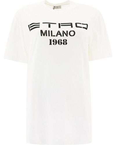 Etro Logo Printed Oversized T-shirt - White