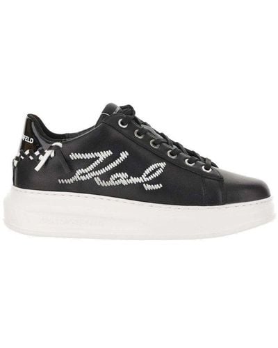 Karl Lagerfeld Kapri Whipstitch Lace-up Sneakers - Black