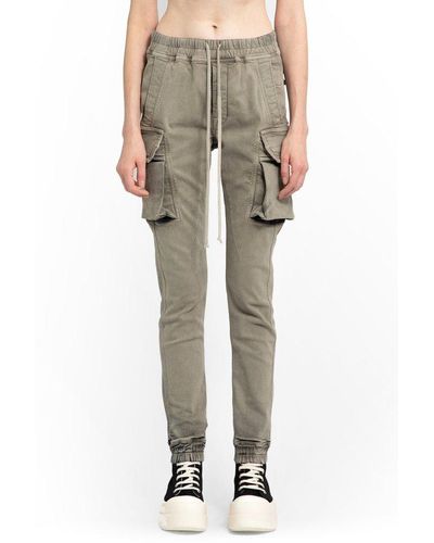 Rick Owens Elasticated Drawstring Waistband Tapered Trousers - Natural