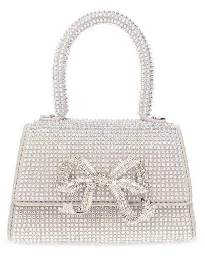 Self-Portrait Gradient-effect Bow Embellished Tote Bag - White