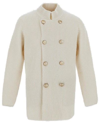 Brunello Cucinelli Double-breasted Knit Cardigan - White