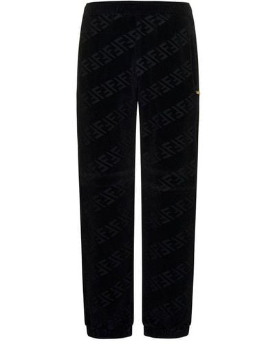 Fendi Ff Monogram Printed Track Pants - Black