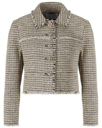 Proenza Schouler Cropped Tweed Jacket - Gray