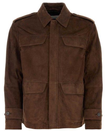 Ferragamo Buttoned Leather Jacket - Brown
