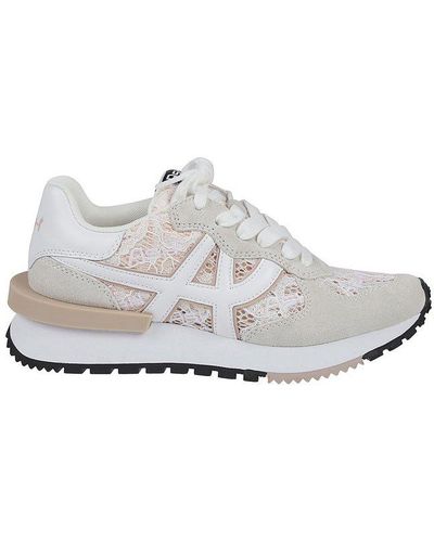 Ash Almond Toe Lace-up Sneakers - White