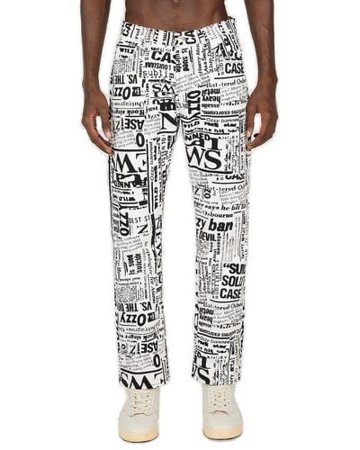 Aries All-over Graphic Printed Straight-leg Jeans - White